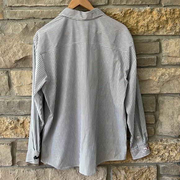Vintage Napa Valley White Button Down Shirt with Black Vertical Stripes Large - Picture 9 of 15